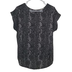 Pink Rose Snake Print Zipper Blouse